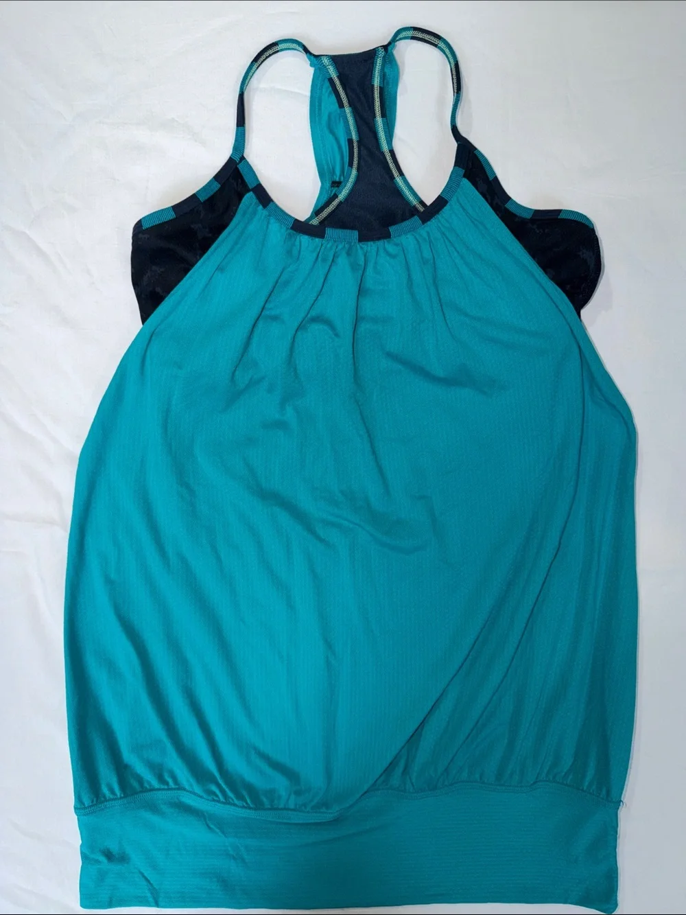 lululemon athletica Teal Racerback Tank with Black Built-In Bra